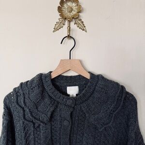 Women's Charcoal Covered Button Cardigan